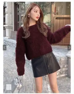 フェザーショート丈ニットトップス［an1445］