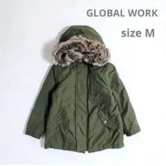 100 110 グローバルワーク モッズコート 中綿 ファー アウター ブルゾン
