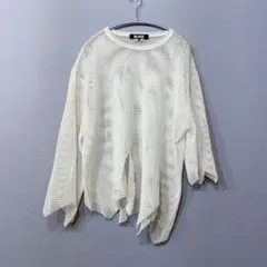 ブラックコムデギャルソン メッシュTシャツ 七分袖 白のサムネイル