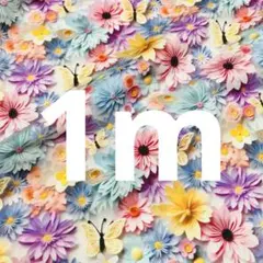 ラスト2点 在庫整理セール 1m 立体視感カラフル花柄 綿 シーチング生地