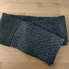 ダークグレー ネックウォーマー 編み込みデザイン