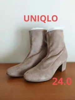 【未使用タグ付き】ユニクロ　ストレッチショートブーツ　ベージュ　24.0