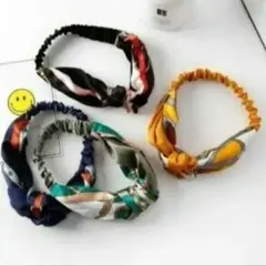 サテン風ツイストデザインヘアバンド4個セット　匿名配送