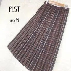 美品✨プラステ M チェック柄プリーツロングスカート ブラウン系 PLSTのサムネイル
