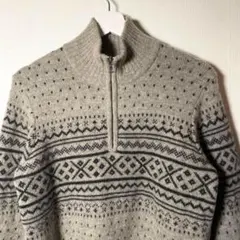 希少❗️美品！ノルディックフェアアイル企画　ウールニットセーターグレーM