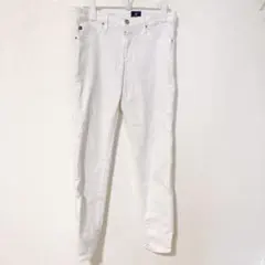 エージー スキニー アンクル丈 無地 30R 白 綿 ストレッチ 美脚 お出かけのサムネイル