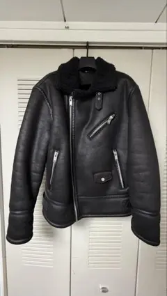 zara ムートン ライダースジャケット ボア襟 ブラック