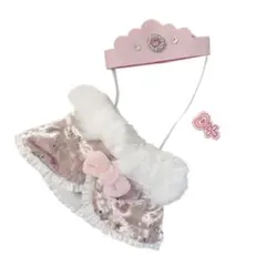 にじぱぺっと ちびぐるみ ポンチョ ケープ ヘッドドレス ぬい服10cm ピンク