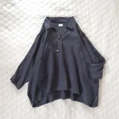 【美品】アーバンリサーチドアーズ✴︎リネンレーストリミングプルオーバーシャツ グレ