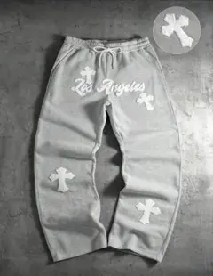 グレー　スウェットパンツ　クロムハーツ柄　y2k