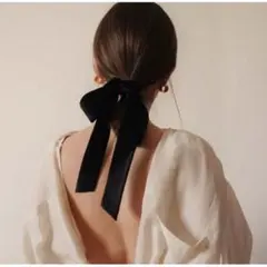 ▲ベロアリボン シュシュゴム 韓国 ビックリボン 大きめ ベルベット リボン 可