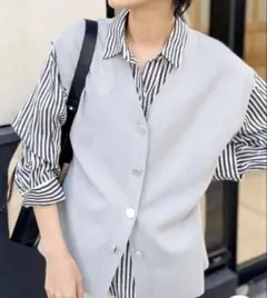 【新品】ノーリーズ グレー Vネック ベスト ラメ入り