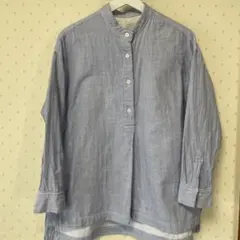 無印良品　ストライプ コットン 長袖シャツ XS~S