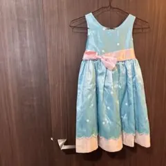 子供用ドレス 水色 ドット模様 リボン付きのサムネイル