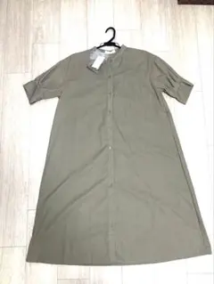値下げ❗️新品Samansa Mos2 カーキ 半袖シャツワンピース