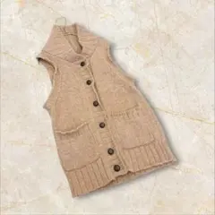 ハートマーケット　ベスト　ブラウン　ウール100% 毛　手編み風　Mサイズ