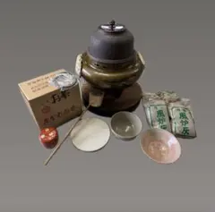 未使用 茶道具 釜師 佐藤浄清造 唐銅朝鮮風炉 真形釜添 野々田電熱器