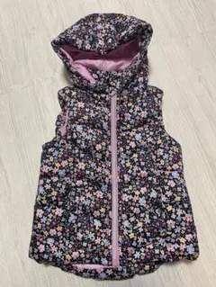 花柄フード付きダウンベスト　110cm