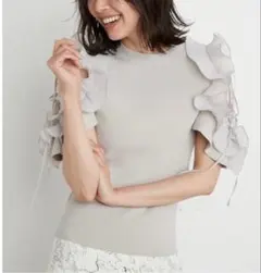 snidel sustainable フリルスリーブニットプルオーバー