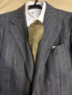 【イタリア製】 エンリコ•フェレ　小紋柄ネクタイ オリーブグリーン