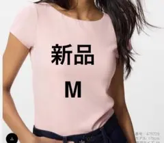 新品　ユニクロ　エアリズムコットンローバックブラTシャツ　Mサイズ　ピンク