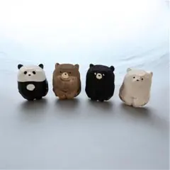 【4個セット】 パンダ＆くま 置物 インテリア雑貨 熊 木彫り 可愛い 北欧風のサムネイル