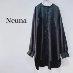 ヌナ♢長袖シャツ とろみ ノーカラー ゆったり 大きい 柄物 シック シンプルのサムネイル