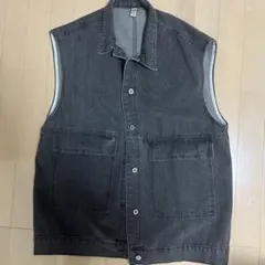 ダークグレー デニム ノースリーブベスト