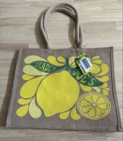 TRADER JOE'S 麻エコバッグ レモン大　新品未使用
