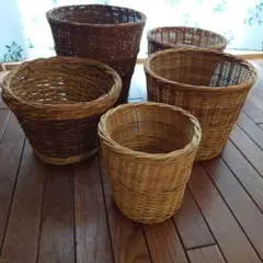 籐製バスケット 5個セット