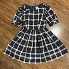 シークレットハニー チェック柄 半袖ミニワンピース　秋冬シーズン