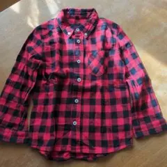 赤・黒チェック 長袖シャツ 120