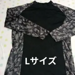 メンズ L ブラック メッシュ長袖カットソー