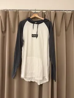 Hurley パーカーワンピ　ラグラン 長袖 ホワイト グレー Lのサムネイル