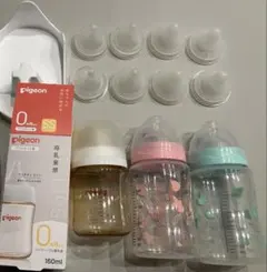哺乳瓶3本（ Pigeon &スマートエンジェル）　ミルク22本　乳首S〜LL