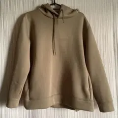 ベージュ フード付き スウェットパーカー