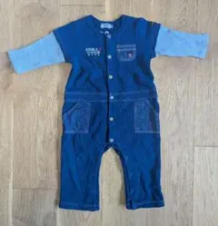 double.B ボタン留めロンパース ネイビー