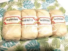 MARRIAGE 中細 45ｇ 毛糸 アイボリー 4玉セット アクリル100%
