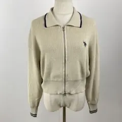訳有 U.S. POLO ASSN. ニット カーディガン ロゴ刺繍 フルジップ