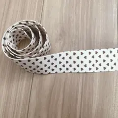 40mm幅ハート柄ファブリックリボン(ベージュ) はぎれセット