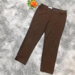 ​【laf...】ラエフ テーパードパンツ ブラウン タック ストレッチ 3/L