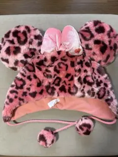 ディズニー　ファンキャップ　ミニー　ピンク　豹柄