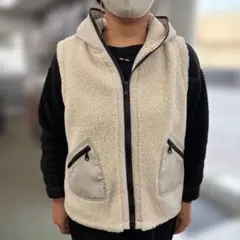 クリーム色 ボアフリースベスト L