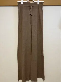 ユニクロ　ニットリブパンツ　ブラウン系