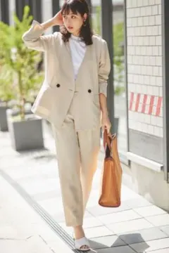 新品　GU チェックノーカラージャケット L