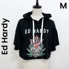 【Ed Hardy】エドハーディー M パーカー 切りっぱなし か黒 スカルのサムネイル