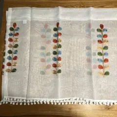 カラフル葉刺繍カフェカーテン