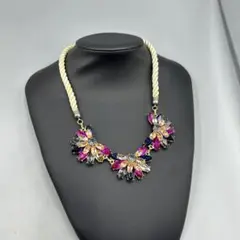 248ヴィンテージ　訳あり　フラワーモチーフ ビジュー ネックレス