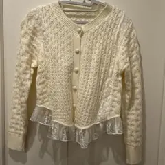 ⭐︎新品未使用⭐︎アイボリー ⭐︎レース付きニットカーディガン ⭐︎