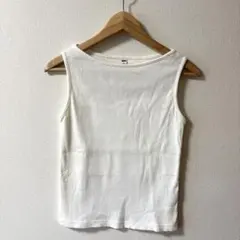 UNIQLO ホワイト リブタンクトップ L